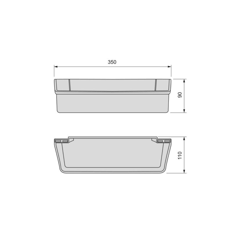 Lot de 2 plateaux auxiliaires, longueur 350mm, Blanc