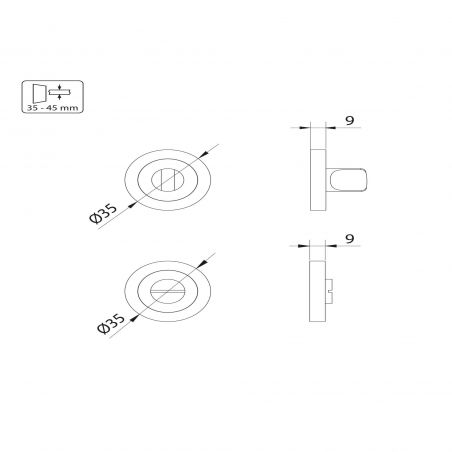 Lot de 5 condamnations rosace ronde pour portes intérieures, diamètre 35mm, Noir Lot de 5 condamnations rosace ronde pour portes intérieures, diamètre 35mm, Noir