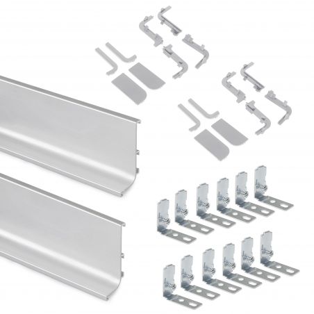 Kit de 2 profils supérieurs Gola pour meubles de cuisine, longueur 2,35mm avec ferrures, Anodisé mat Kit de 2 profils supérieurs Gola pour meubles de cuisine, longueur 2,35mm avec ferrures, Anodisé mat