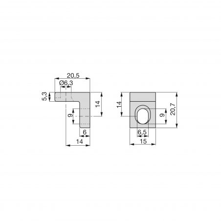 Lot de 50 Équerres d'assemblage, 20,5x20,7mm, 2 trous, Nickelé Lot de 50 Équerres d'assemblage, 20,5x20,7mm, 2 trous, Nickelé
