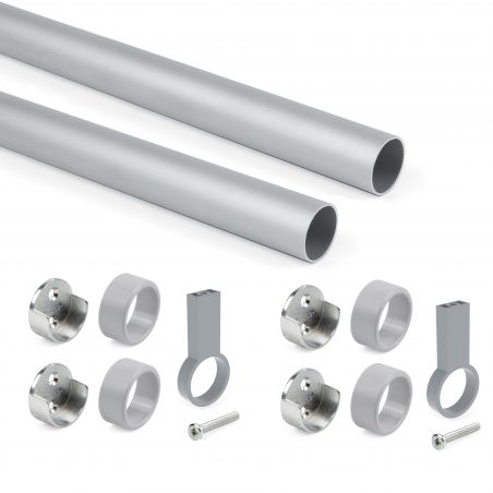 Kit tube de penderie circulaire Ø28, 1,15 m, Anodisé mat Kit tube de penderie circulaire Ø28, 1,15 m, Anodisé mat