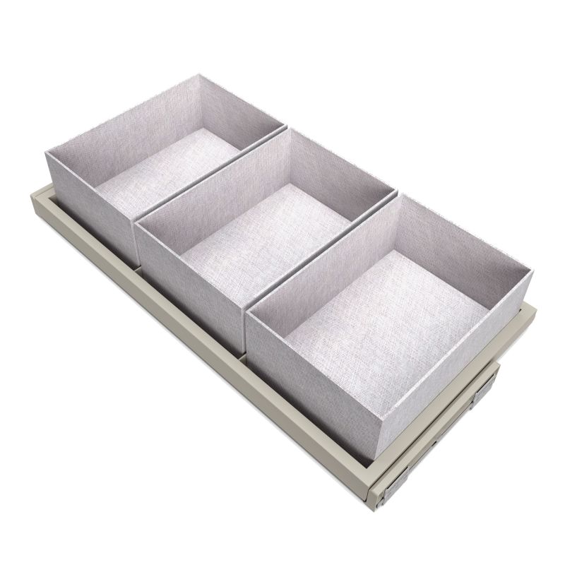 Kit plateau sur coulisses avec 3 paniers de rangement pour caisson de 900 mm, Gris