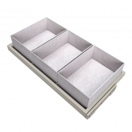 Kit plateau sur coulisses avec 3 paniers de rangement pour caisson de 900 mm, Gris Kit plateau sur coulisses avec 3 paniers de rangement pour caisson de 900 mm, Gris