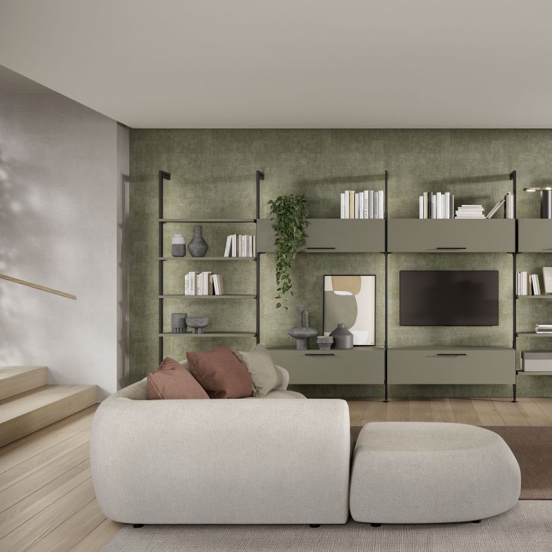 Kit cadre modulaire Zéro avec quincaillerie et 2 profils pour montage au sol et au mur avec niveleur rectangulaire, Noir