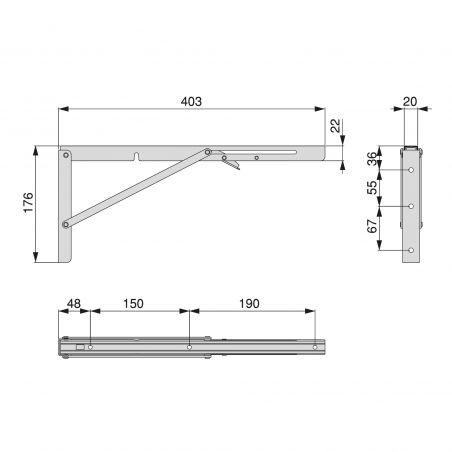Jeu de 2 supports relevables , longueur 403mm, Blanc Jeu de 2 supports relevables , longueur 403mm, Blanc