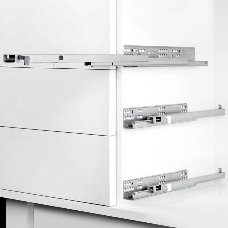Jeu de coulisses invisibles Silver avec fermeture souple, profondeur 400mm, Zingué Jeu de coulisses invisibles Silver avec fermeture souple, profondeur 400mm, Zingué