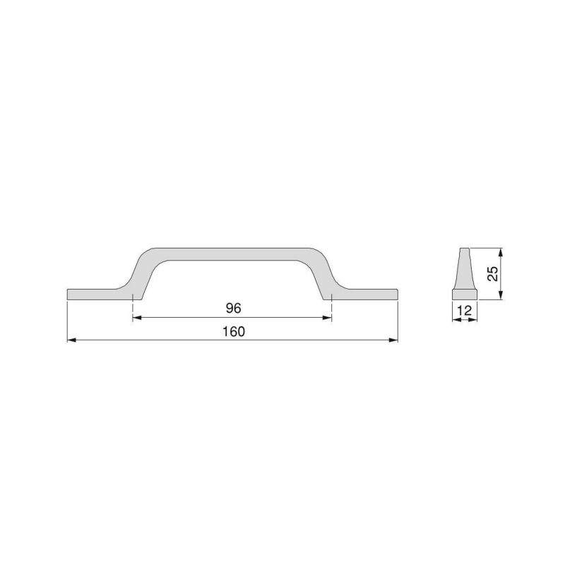 Lot de 25 Poignées Osaka, L 160 mm, entraxe 96 mm, Gris foncé