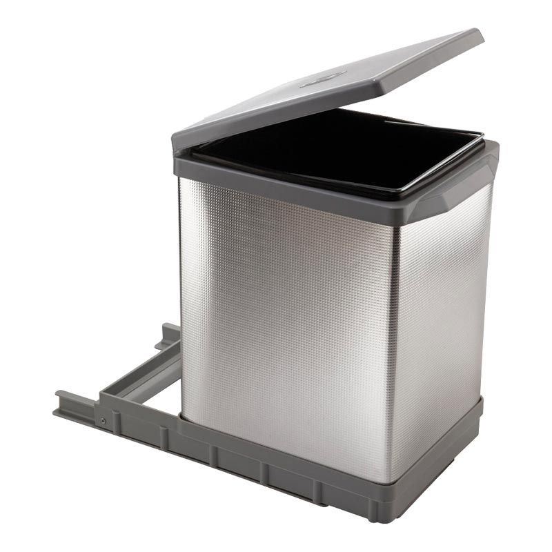 Poubelle coulissante aluminium 18L 1 bac