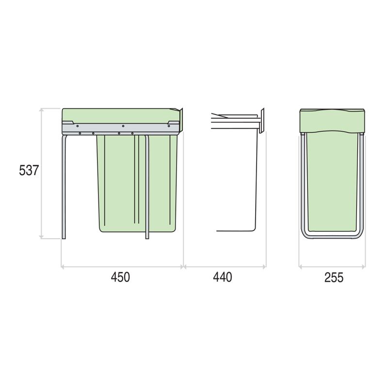 Poubelle coulissante 40L 1 bac