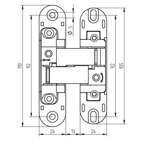 Lot de 2 charnières à boîtier pour portes de passage, charge 40kg, ouverture à 180 degrés, Gris Lot de 2 charnières à boîtier pour portes de passage, charge 40kg, ouverture à 180 degrés, Gris