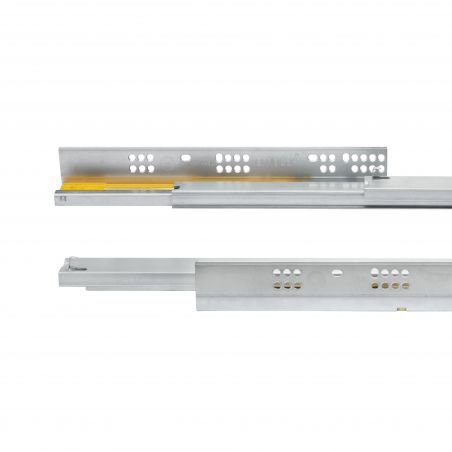 Jeu de coulisses invisibles Silver, sortie totale, Soft-close, profondeur 300mm, Zingué Jeu de coulisses invisibles Silver, sortie totale, Soft-close, profondeur 300mm, Zingué