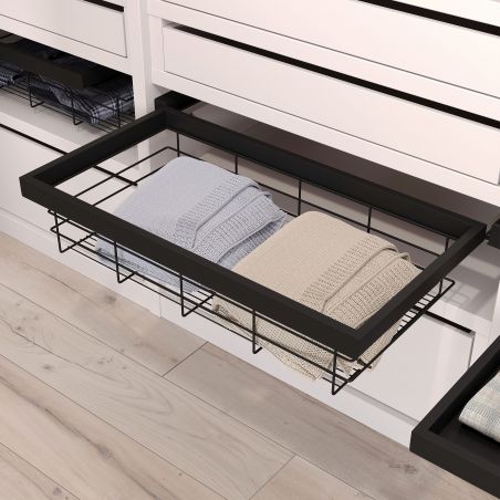 Kit panier à fils sur coulisses pour caisson de 900 mm, Noir Kit panier à fils sur coulisses pour caisson de 900 mm, Noir