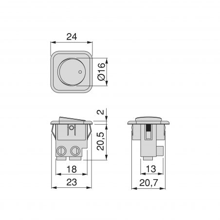 Lot de 10 interrupteurs à encastrer D21x21, Gris