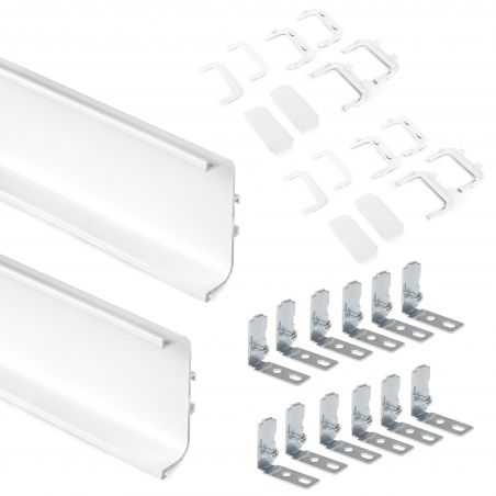 Kit de 2 profils centraux Gola pour meubles de cuisine, longueur 2,35mm avec raccords, Blanc Kit de 2 profils centraux Gola pour meubles de cuisine, longueur 2,35mm avec raccords, Blanc