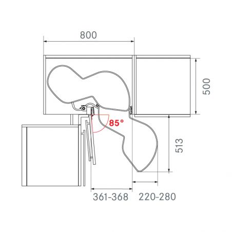 Ferrure Lemans II Arena Classic Gris Sens Gauche avec amortisseur pour porte de 400 mm Ferrure Lemans II Arena Classic Gris Sens Gauche avec amortisseur pour porte de 400 mm