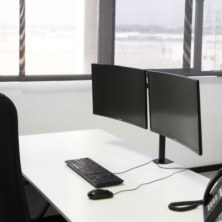 Support double écran inclinable et rotatif à 360° sur table, Noir