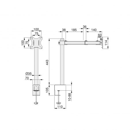 Support double écran inclinable et rotatif à 360° sur table, Noir