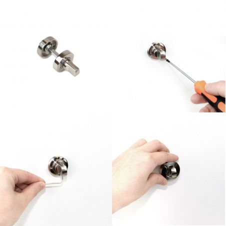 Lot de 5 condamnations rosace ronde pour portes intérieures, diamètre 35mm, Nickel satiné Lot de 5 condamnations rosace ronde pour portes intérieures, diamètre 35mm, Nickel satiné