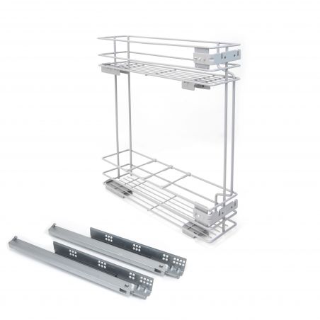 Porte-bouteilles latéral extractible Supra avec amortisseur pour caisson de 150mm, Aluminium