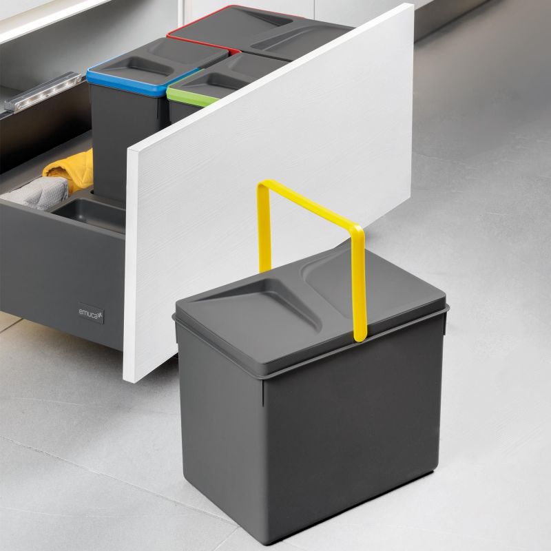 Kit poubelle Recycle, 2 bacs de 12L, Gris anthracite