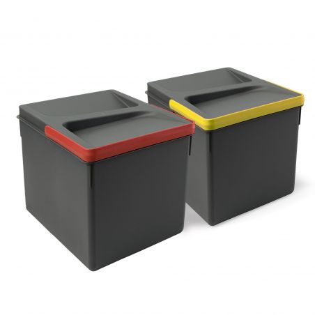 Kit poubelle Recycle, 2 bacs de 12L, Gris anthracite Kit poubelle Recycle, 2 bacs de 12L, Gris anthracite