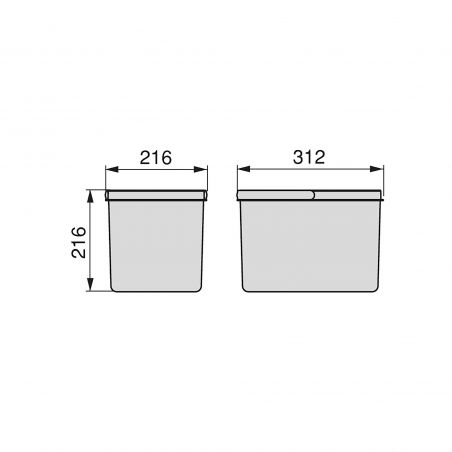 Kit poubelle Recycle, 2 bacs de 12L, Gris anthracite Kit poubelle Recycle, 2 bacs de 12L, Gris anthracite