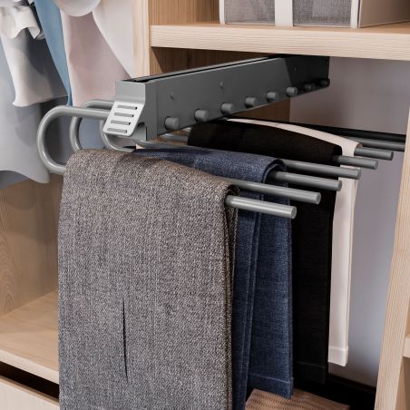 Porte-pantalons extractible pour montage côté Gauche, Aluminium Porte-pantalons extractible pour montage côté Gauche, Aluminium