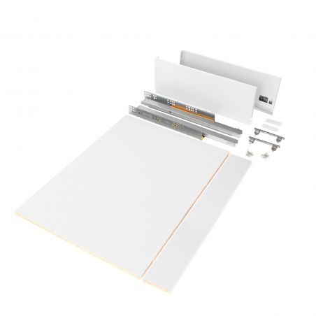 Tiroir Vertex 40 kg hauteur 178 mm, profondeur 500 mm avec panneaux inclus pour caisson de 900 mm, Blanc Tiroir Vertex 40 kg hauteur 178 mm, profondeur 500 mm avec panneaux inclus pour caisson de 900 mm, Blanc