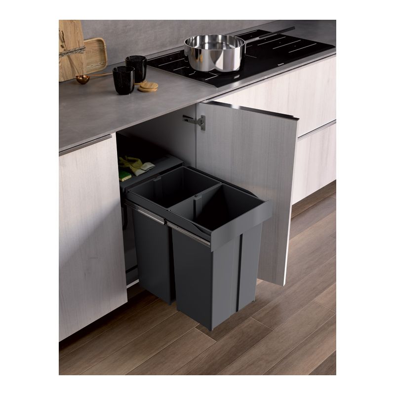 Poubelle coulissante 58L 2 bacs
