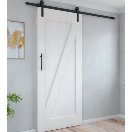 Kit de quincaillerie pour porte coulissante suspendue en bois, avec fermeture souple, panneaux non inclus, Noir Kit de quincaillerie pour porte coulissante suspendue en bois, avec fermeture souple, panneaux non inclus, Noir