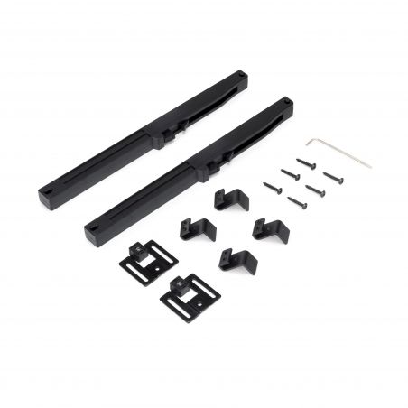 Kit de quincaillerie pour porte coulissante suspendue en bois, avec fermeture souple, panneaux non inclus, Noir Kit de quincaillerie pour porte coulissante suspendue en bois, avec fermeture souple, panneaux non inclus, Noir