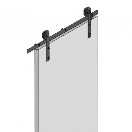 Kit de quincaillerie pour porte coulissante suspendue en bois, avec fermeture souple, panneaux non inclus, Noir Kit de quincaillerie pour porte coulissante suspendue en bois, avec fermeture souple, panneaux non inclus, Noir
