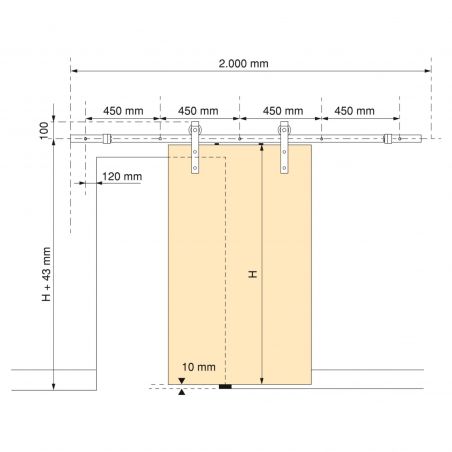 Kit de quincaillerie pour porte coulissante suspendue en bois, avec fermeture souple, panneaux non inclus, Noir Kit de quincaillerie pour porte coulissante suspendue en bois, avec fermeture souple, panneaux non inclus, Noir