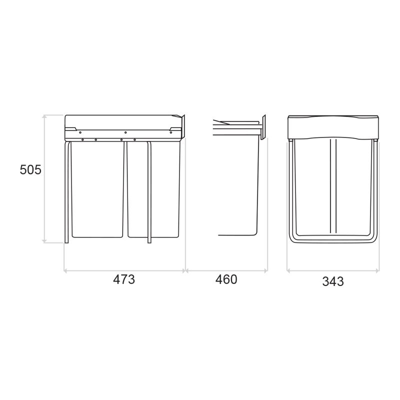 Poubelle coulissante 58L 2 bacs