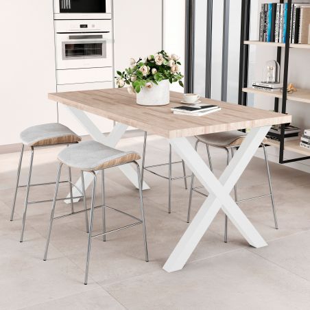 Lot de 2 pieds Cross pour table, hauteur 695 mm, Blanc