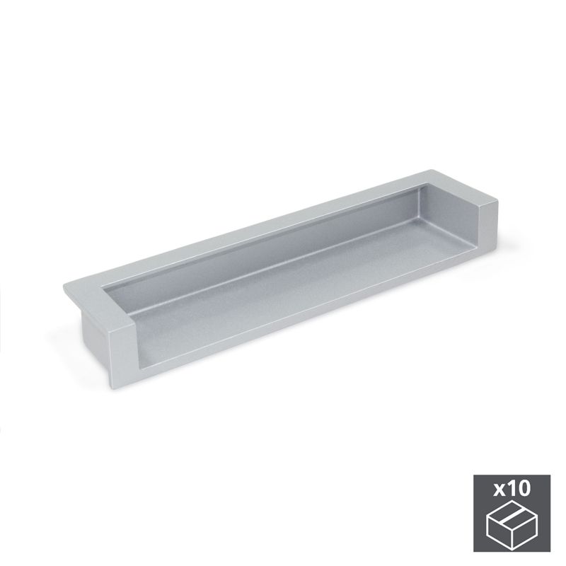 Lot de 10 Poignées Modena, L 137 mm, entraxe 128 mm, Aluminium