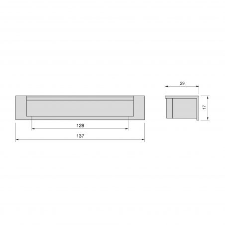 Lot de 10 Poignées Modena, L 137 mm, entraxe 128 mm, Aluminium Lot de 10 Poignées Modena, L 137 mm, entraxe 128 mm, Aluminium
