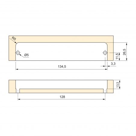 Lot de 10 Poignées Modena, L 137 mm, entraxe 128 mm, Aluminium Lot de 10 Poignées Modena, L 137 mm, entraxe 128 mm, Aluminium