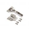 Lot de 20 charnières droite pour montage en applique X91 avec fermeture souple et embases à visser, Hauteur 0, Nickelé Lot de 20 charnières droite pour montage en applique X91 avec fermeture souple et embases à visser, Hauteur 0, Nickelé