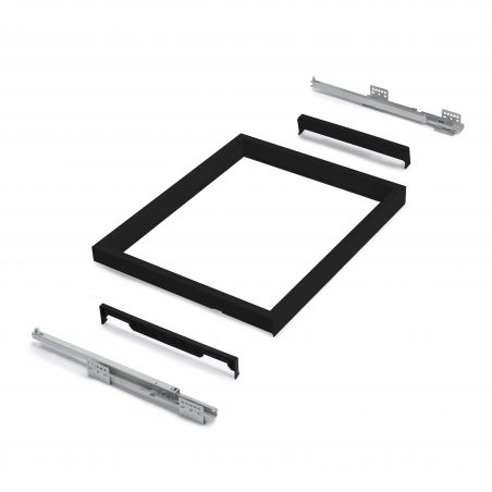 Kit porte pantalons 7 tringles sur coulisses avec 1 bac pour caisson de 800 mm, Noir Kit porte pantalons 7 tringles sur coulisses avec 1 bac pour caisson de 800 mm, Noir