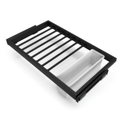 Kit porte pantalons 7 tringles sur coulisses avec 1 bac de rangement pour caisson de 800 mm, Noir