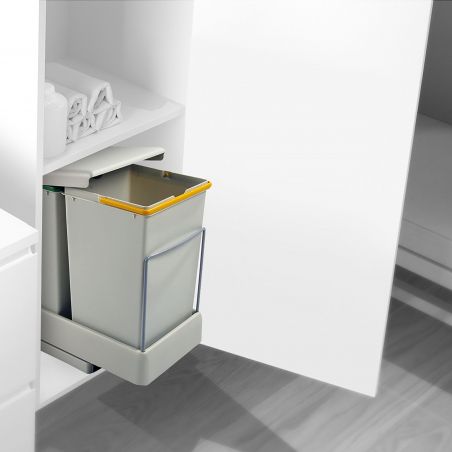Poubelle de recyclage 2 x 14L, fixation au sol et ouverture automatique, Gris Poubelle de recyclage 2 x 14L, fixation au sol et ouverture automatique, Gris