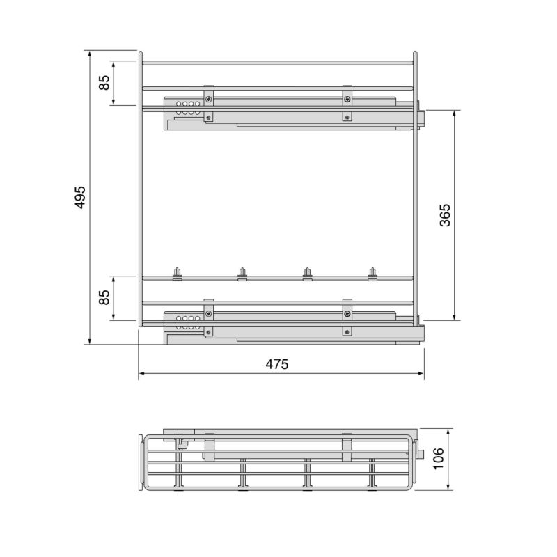 Porte-bouteilles coulissant Suprastar avec fermeture en douceur pour caisson de 150 mm, Chromé