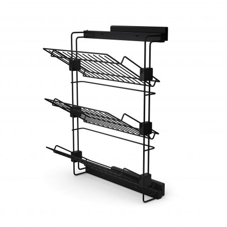 Porte-chaussures latéral coulissant Hack pour placards et dressing, Noir, Sens Droit