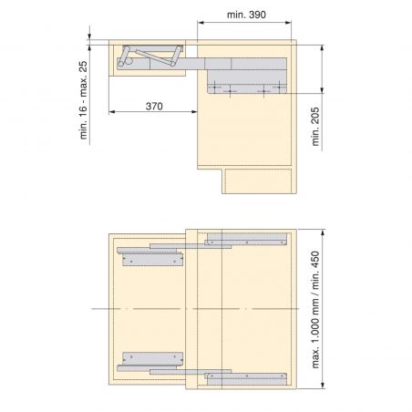Coulisses pour table à rallonge et relevable Oplà Folding+39, Inox brossé Coulisses pour table à rallonge et relevable Oplà Folding+39, Inox brossé