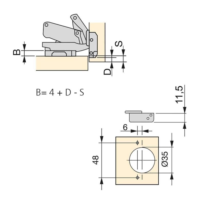 Lot de 10 charnières coudées X91 Ouverture à 165 degrés avec fermeture souple et inserts Euro, Hauteur 0, Nickelé