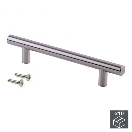 Lot de 10 Poignées Orlando, L 306 mm, entraxe 256 mm, Nickel satiné