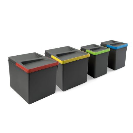Kit poubelle Recycle 36L, 4 bacs, Gris Kit poubelle Recycle 36L, 4 bacs, Gris