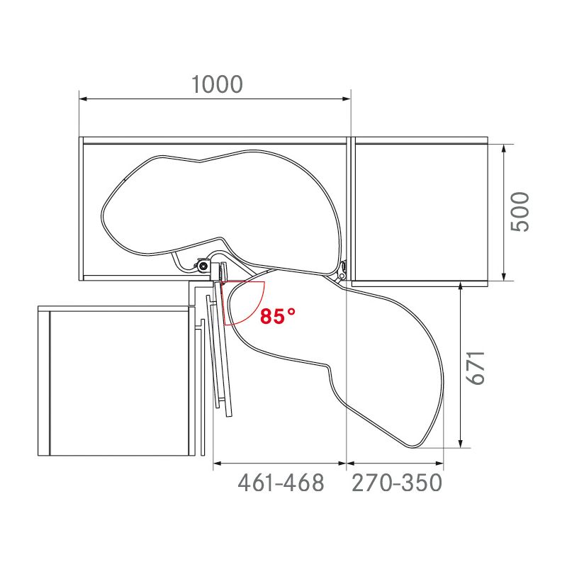 Ferrure Lemans II Arena Classic Gris Sens Droit sans amortisseur pour porte de 500 mm