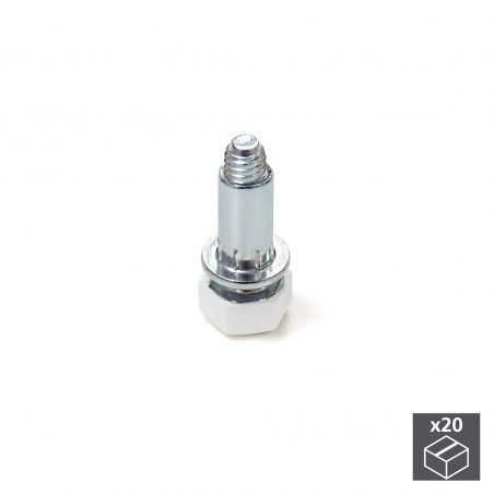 Lot de 20 Vérins de réglage pour pied de meuble, M6 avec écrou, réglage 18 mm, Blanc Lot de 20 Vérins de réglage pour pied de meuble, M6 avec écrou, réglage 18 mm, Blanc